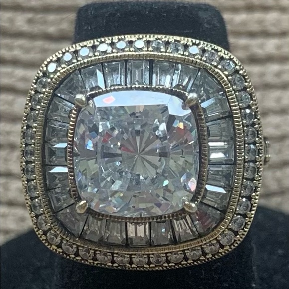 Gorgeous 3K CZ/Baguette/Round Gold over SS Ring - Picture 2 of 15